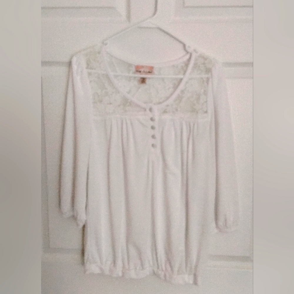 Miss Guided White Lace Button Blouse